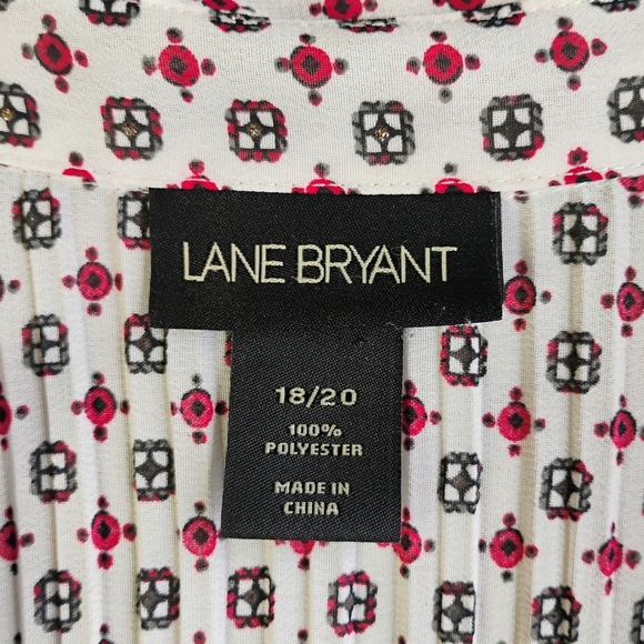 Lane Bryant Womens Button Up Top 18/20 Paisley Plaid Pleated Boho Artsy Office - Picture 6 of 10